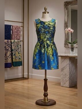 ✨ LUNA | Cobalt & Citron Midnight Bloom Cocktail Dress ✨ Preloved ✨ Size XL
